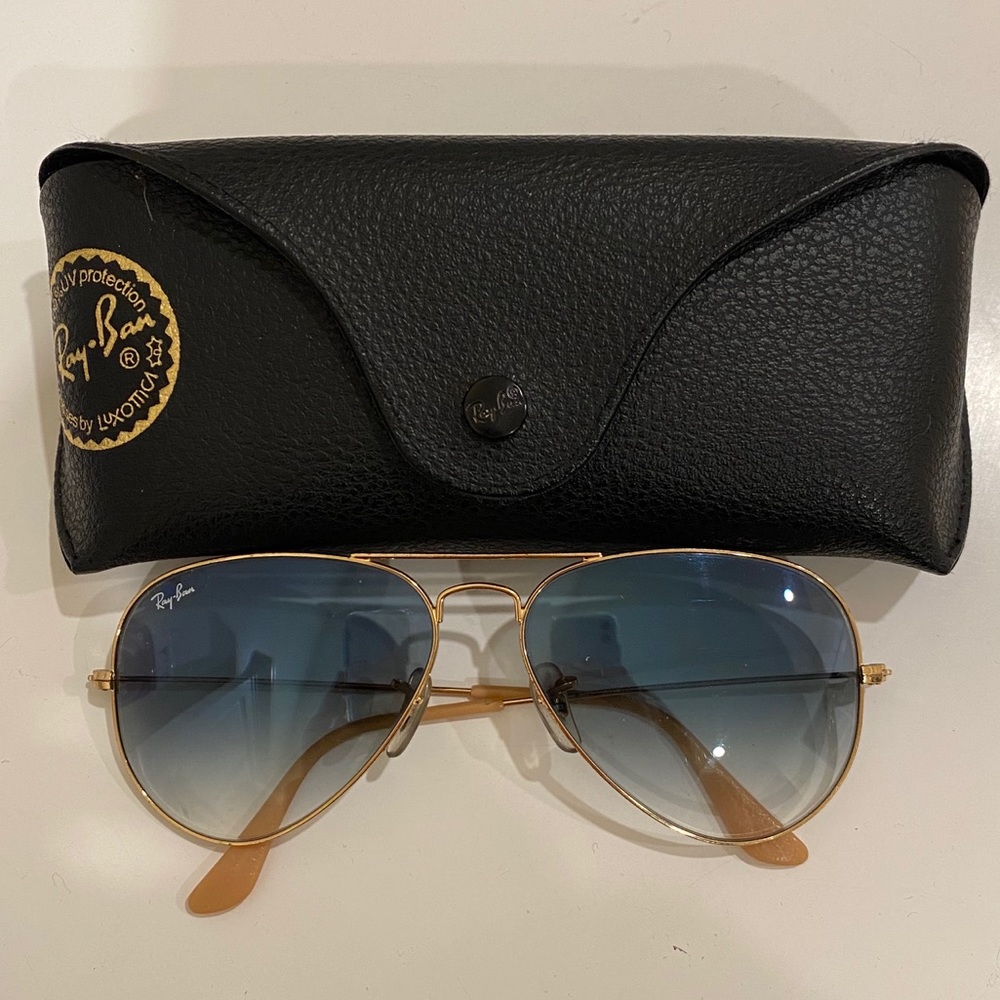 Blue and Gold Aviator Ray Bans